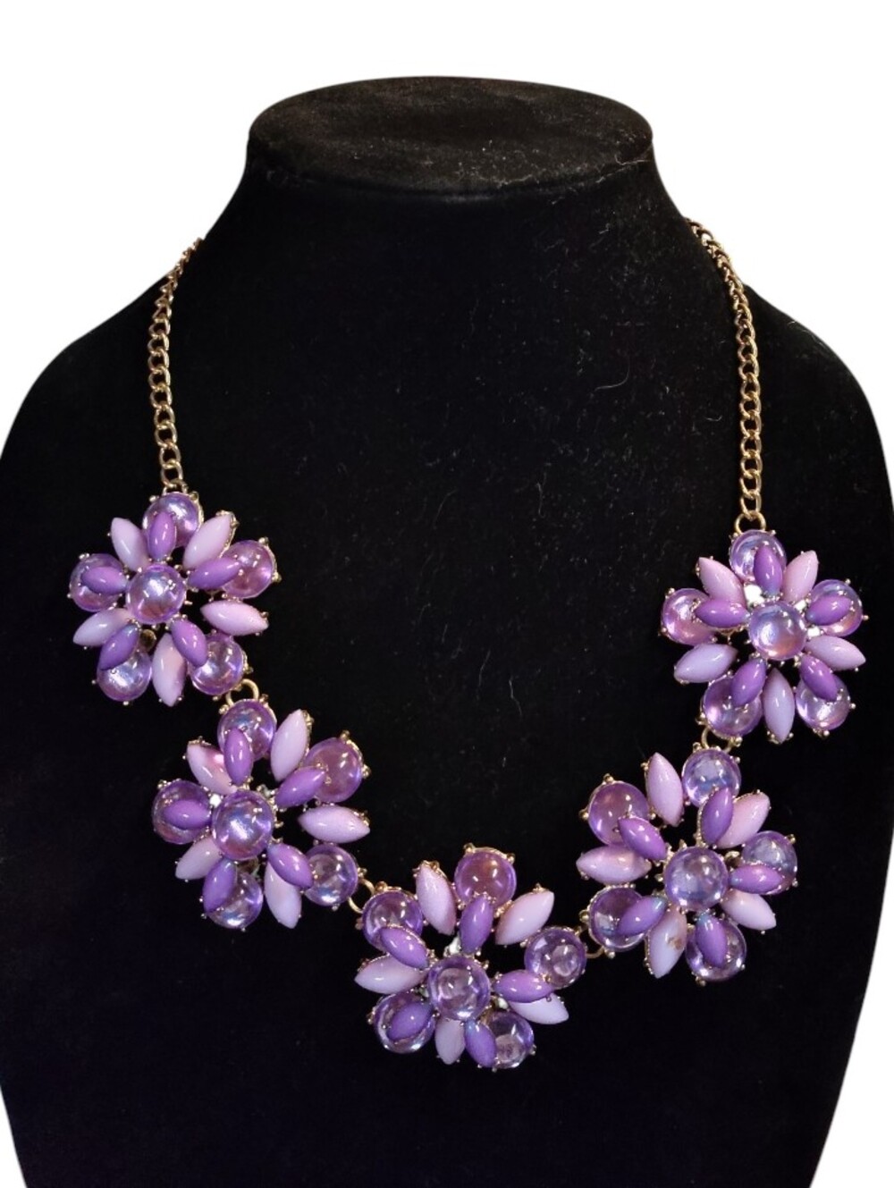 Purple Floral Statement Necklace